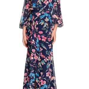 Eliza J Navy Floral Long Sleeve Dress